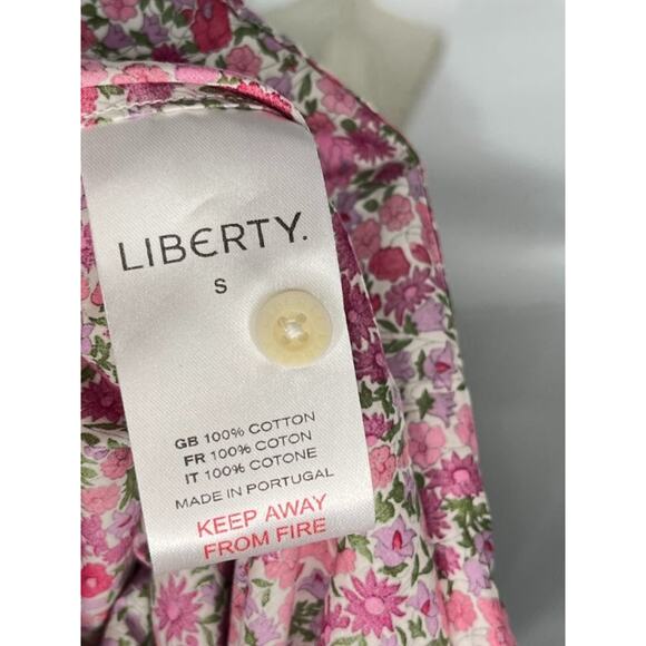 LIBERTY of LONDON S Small Poppy Forest Tana Lawn Floral Cotton Button Shirt Top - Picture 4 of 10